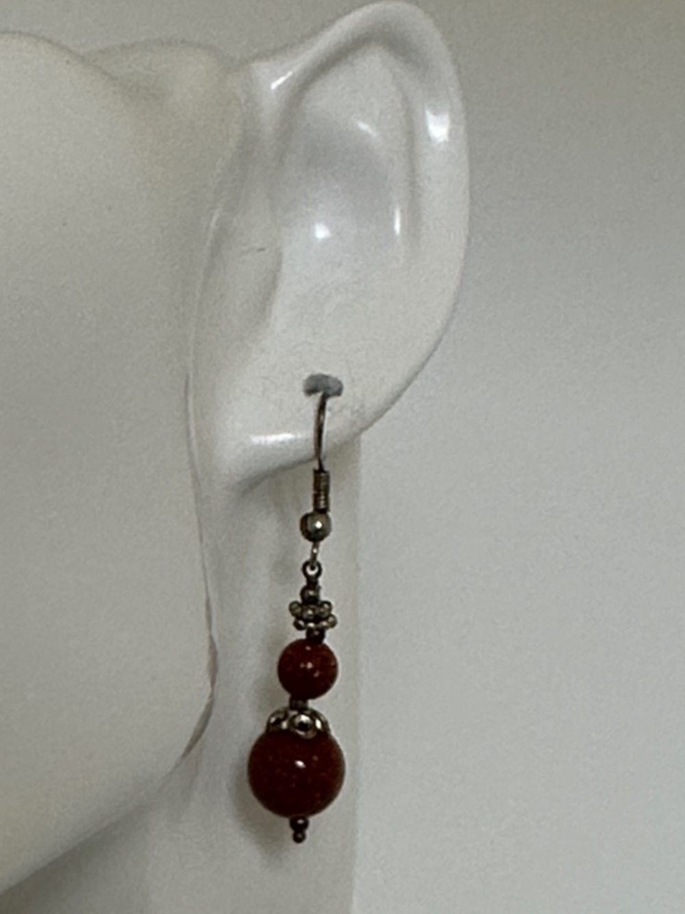 Elegant Sterling Silver goldstone Drop Earrings